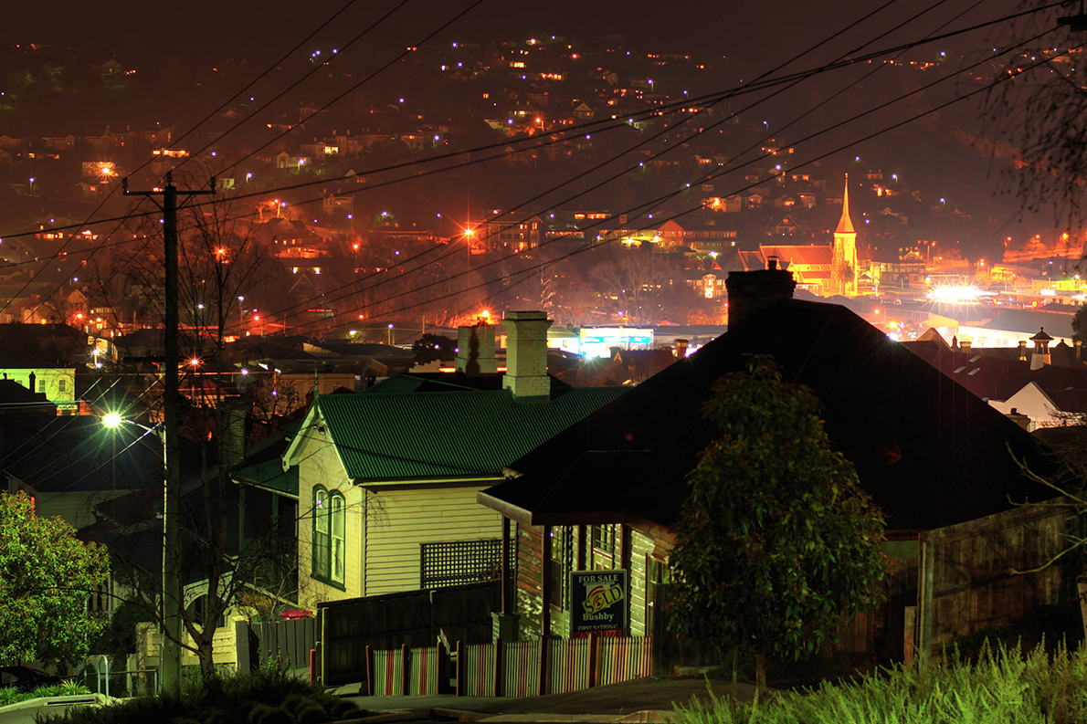 Night time in Launceston